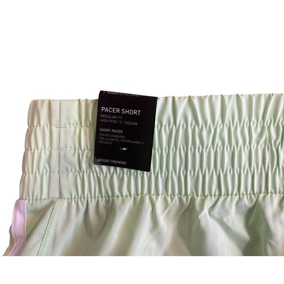 Adidas Pacer Training 3 Stripes Woven High Rise 3" Shorts Women's XL Green New! - Picture 8 of 12